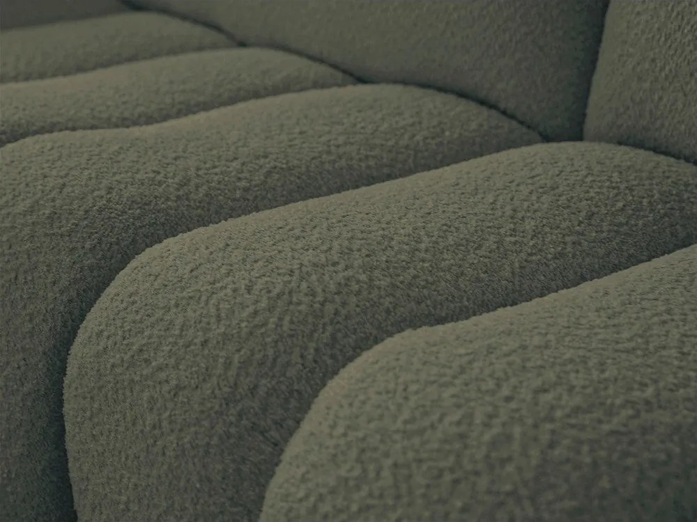 Colțar verde cu tapițerie din țesătură bouclé (cu colț pe partea stângă/cu șezlong) Azra – Bobochic Paris