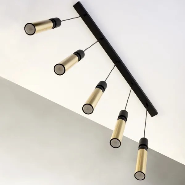 Lustră pe cablu Jupiter 2012 ALAS 5xGU10/10W/230V negru/auriu