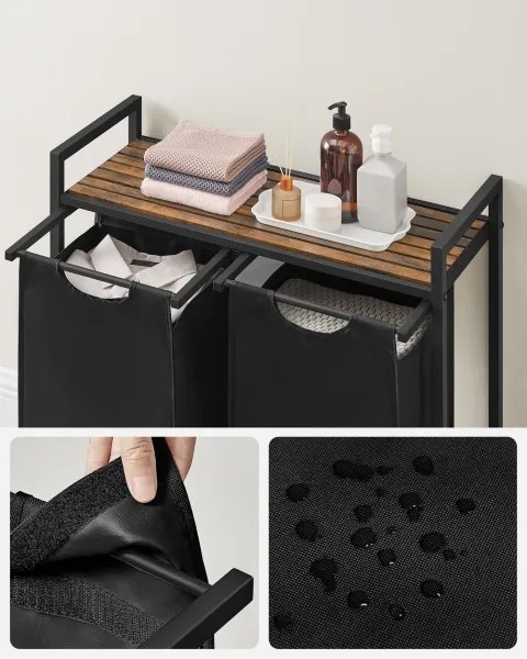 Coș pentru rufe REX, maro/negru