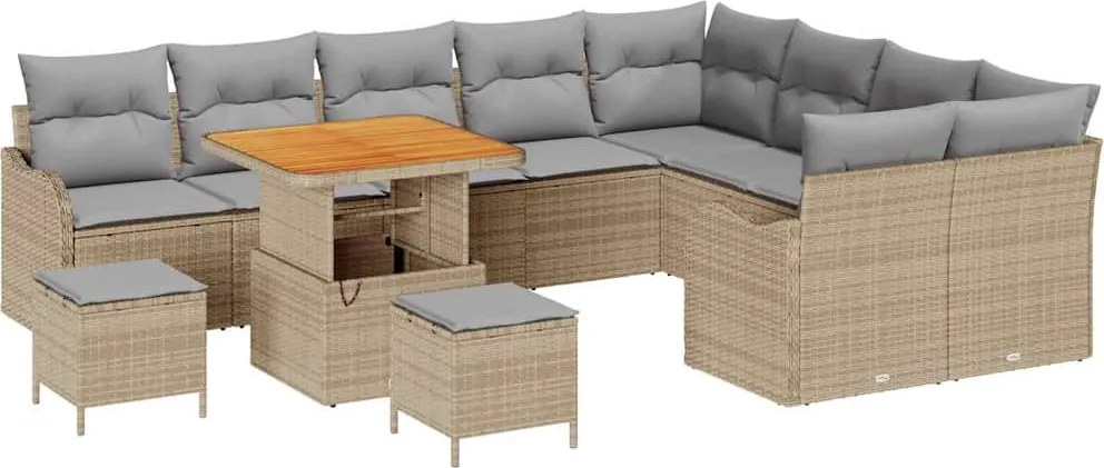 vidaXL Set de canapele pentru grădină 12 pcs Beige și gri deschis