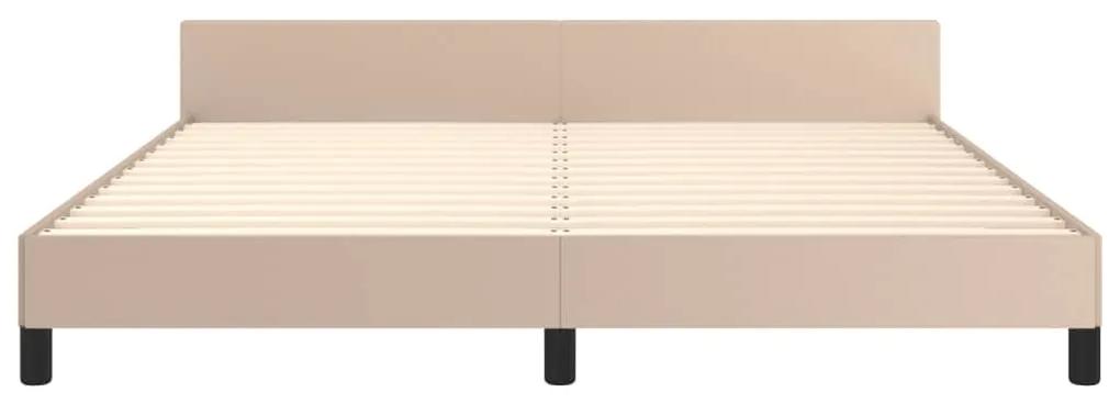 Cadru de pat cu tablie, cappuccino, 160x200 cm, piele ecologica Cappuccino, 160 x 200 cm, Culoare unica si cuie de tapiterie
