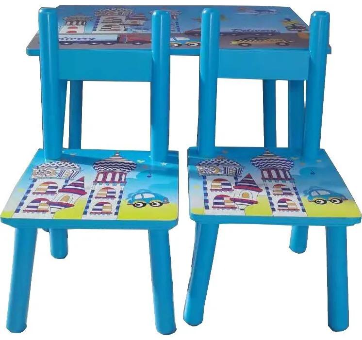 Masuta copii din lemn cu 2 scaunele - Masinute - MSP-11