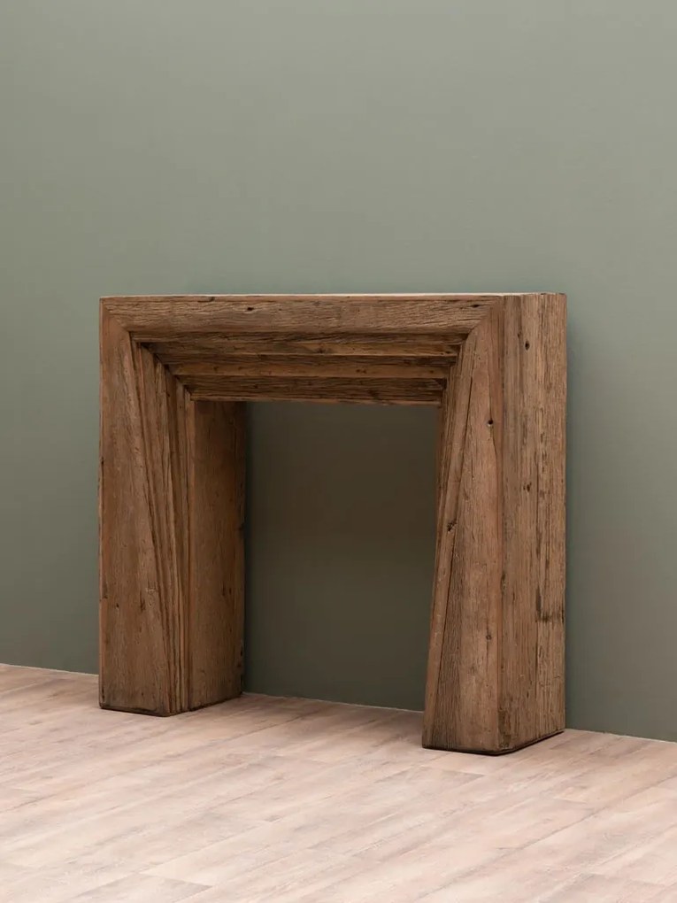 Consola pentru semineu, din lemn reciclat, aspect rustic, Asturias