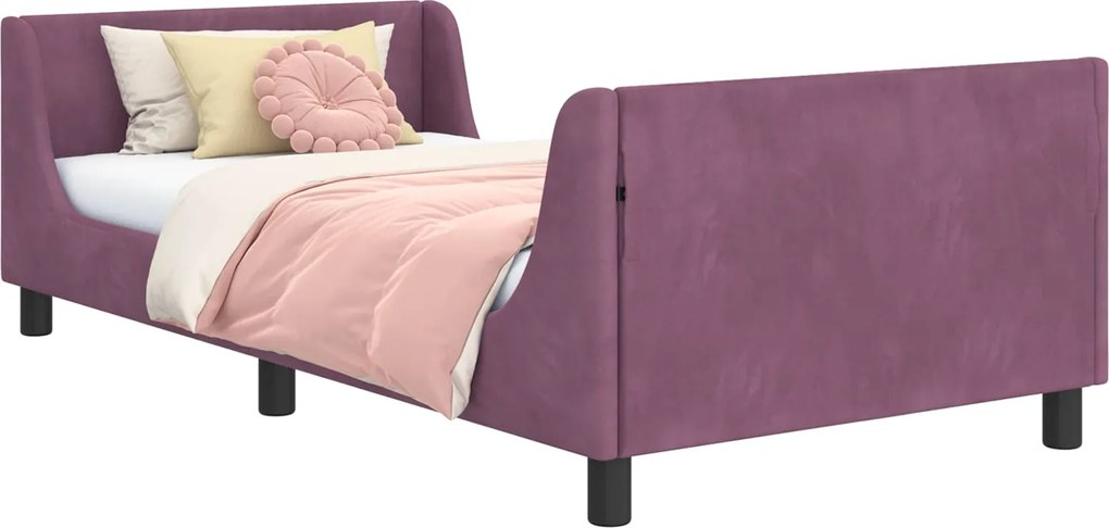 vidaXL Cadru de pat pentru copii cu spătar Violet 80 x 200 cm Catifea