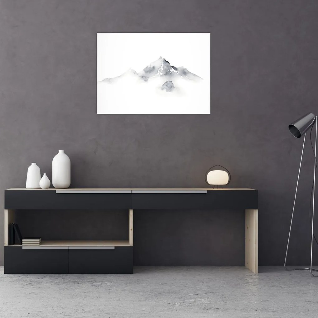 Tablou - Pictură cu cerneală de munți (70x50 cm)