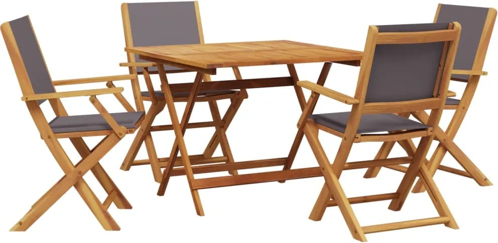 vidaXL Set mobilier de grădină 5 piese textil antracit/lemn masiv