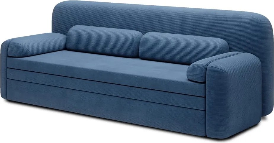 Canapea albastră extensibilă/cu spațiu de depozitare cu tapițerie din catifea reiată 236 cm Elioss – ELTAP