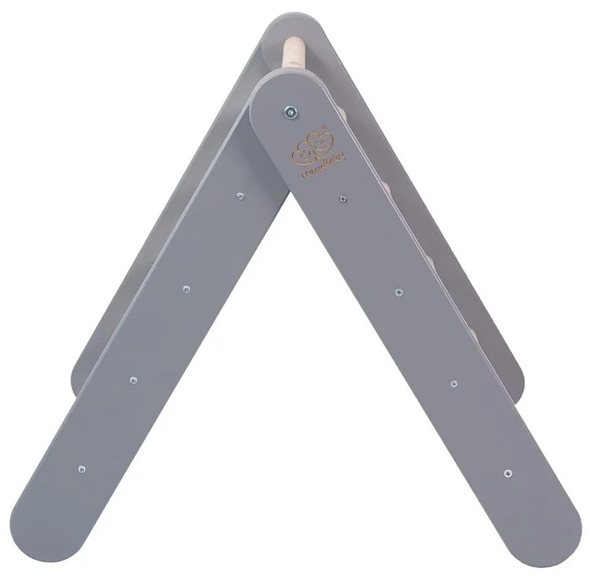 Triunghi Pikler de cățărat gri din lemn de pin 46x87x60 cm Montessori – Meowbaby