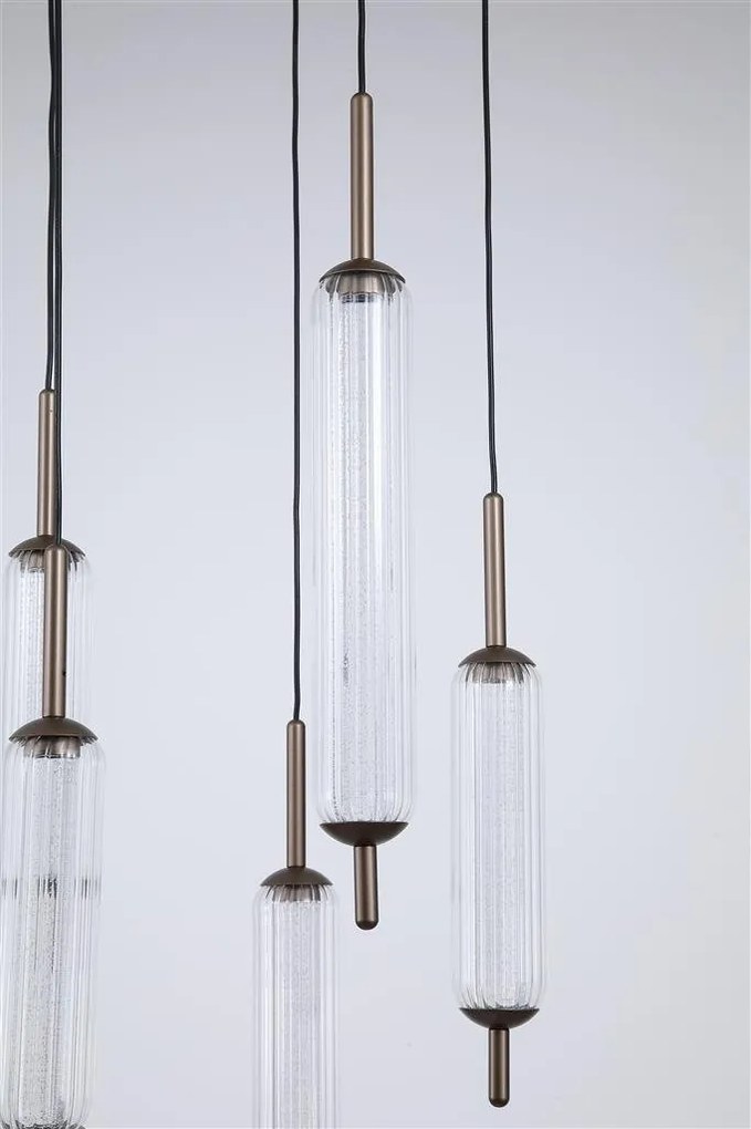 Lustra LED suspendata metal latte sticla decorativa Cattail 5Lt