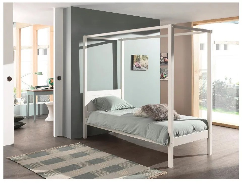 Pat pentru copii alb 90x200 cm PINO CANOPY – Vipack