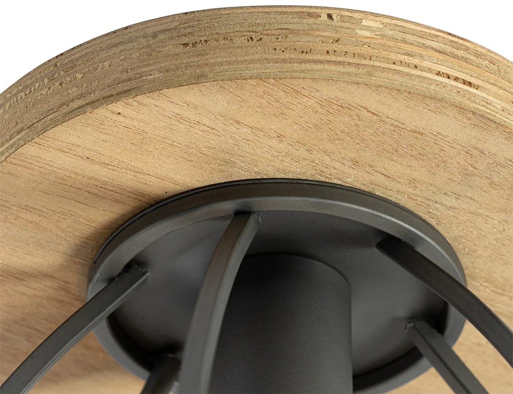 Plafoniera industrială gri închis cu lemn - Arthur