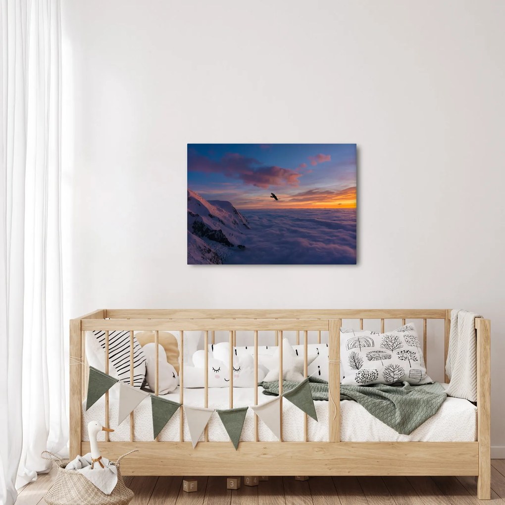 Tablou în apus de soare, Mont Blanc (70x50 cm)