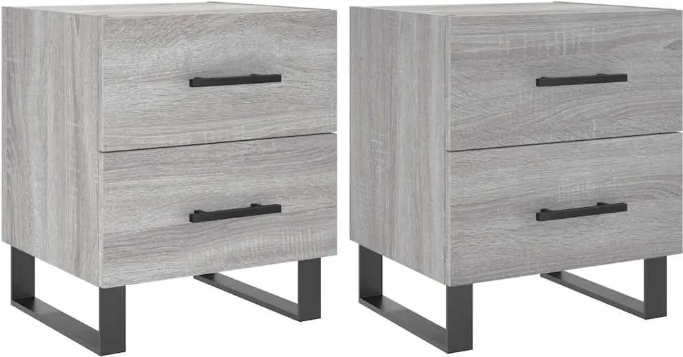 vidaXL Noptiere, 2 buc., gri sonoma, 40x35x47,5 cm, lemn compozit