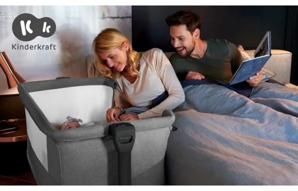 Pătuț pentru bebeluși KINDERKRAFT NESTE GROW gri deschis