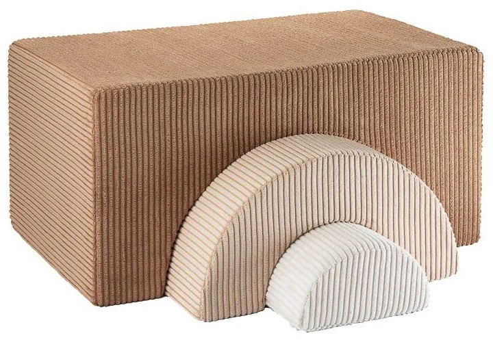 Teren de joacă din spumă maro 3 buc. din catifea reiată înălțime 37 cm 75x49 cm Rainbow Montessori – Wigiwama