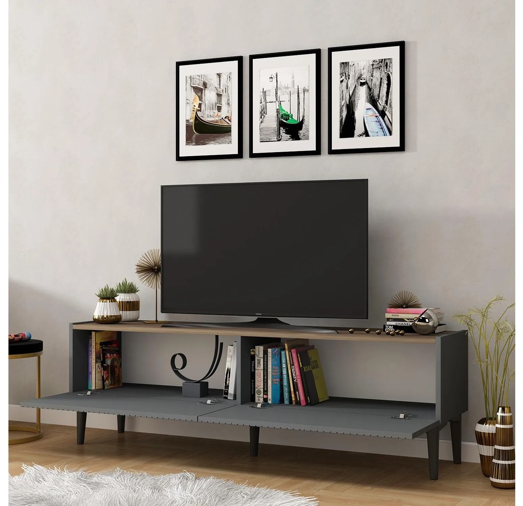 Masă TV/Dulap Tomune 4 (antracit + Nuc) . 1095230