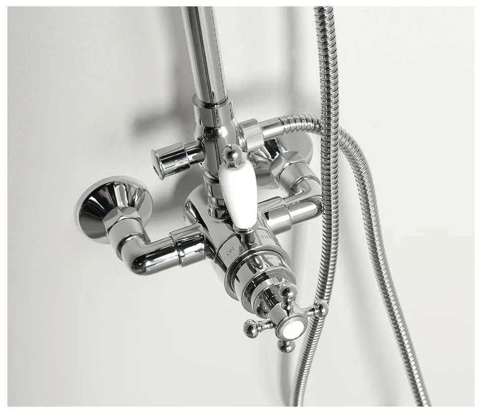 Set de duș argintiu lucios din alamă 142 cm cu robinet termostatic cu duș suspendat/cu duș de mână Antea – Sapho