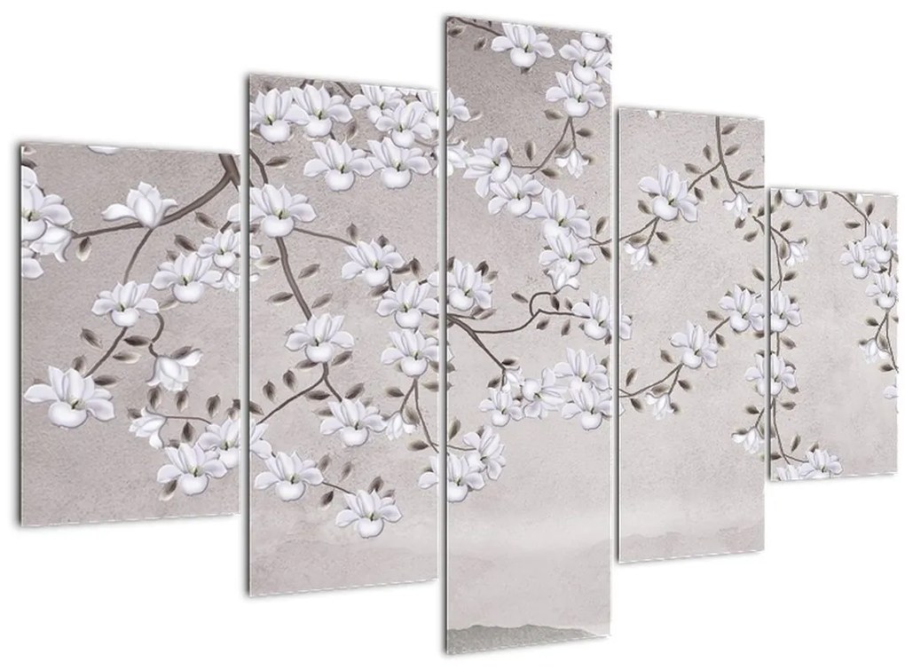 Tablou - Flori într-un peisaj gri (150x105 cm)