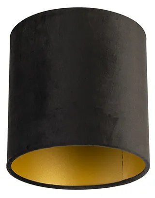 Abajur din catifea negru 20/20/20 cu interior auriu
