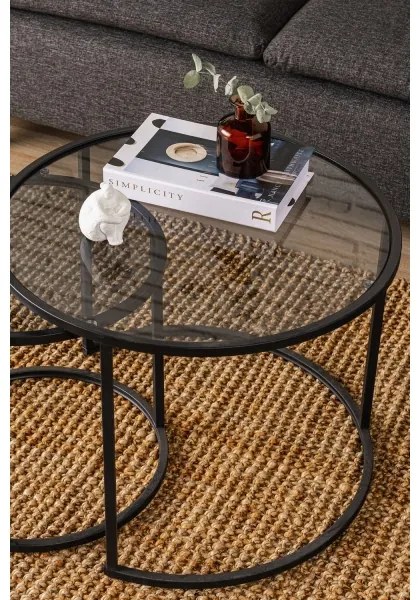 SET 2x măsuță de cafea TOKYO d. 42/60 cm negru