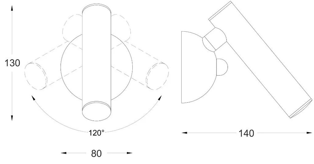 Aplica de perete LED directionabila, design minimalist LOYA, auriu lucios