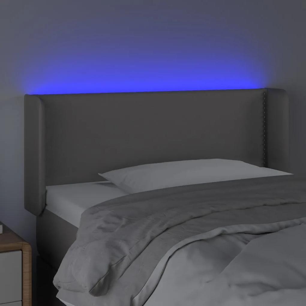 Tablie de pat cu LED, gri, 103x16x78 88 cm, piele ecologica 1, Gri, 103 x 16 x 78 88 cm