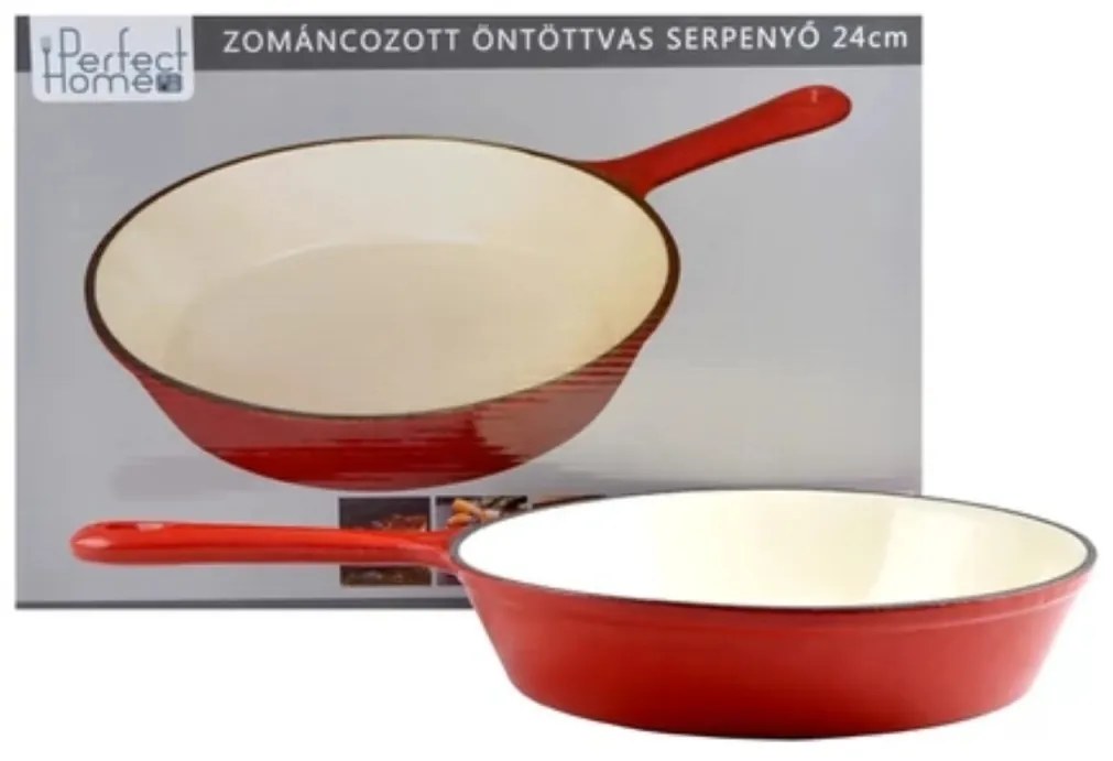 Tigaie fonta emailata rosie 24 CM PERFECT HOME 12512