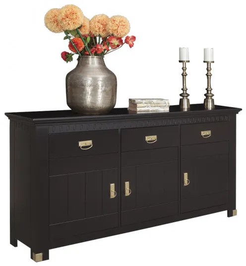 Bufet 3 Usi Si 3 Sertare Saint Tropez New, Vopsit Negru, 173.8 cm