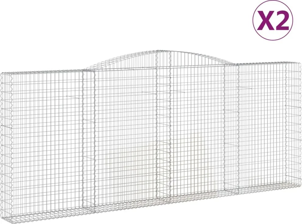 vidaXL Coșuri gabion arcuite 2 buc. 400x30x160/180 cm fier galvanizat
