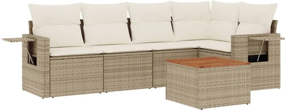 vidaXL Set canapele de grădină cu perne, 6 piese, bej, poliratan