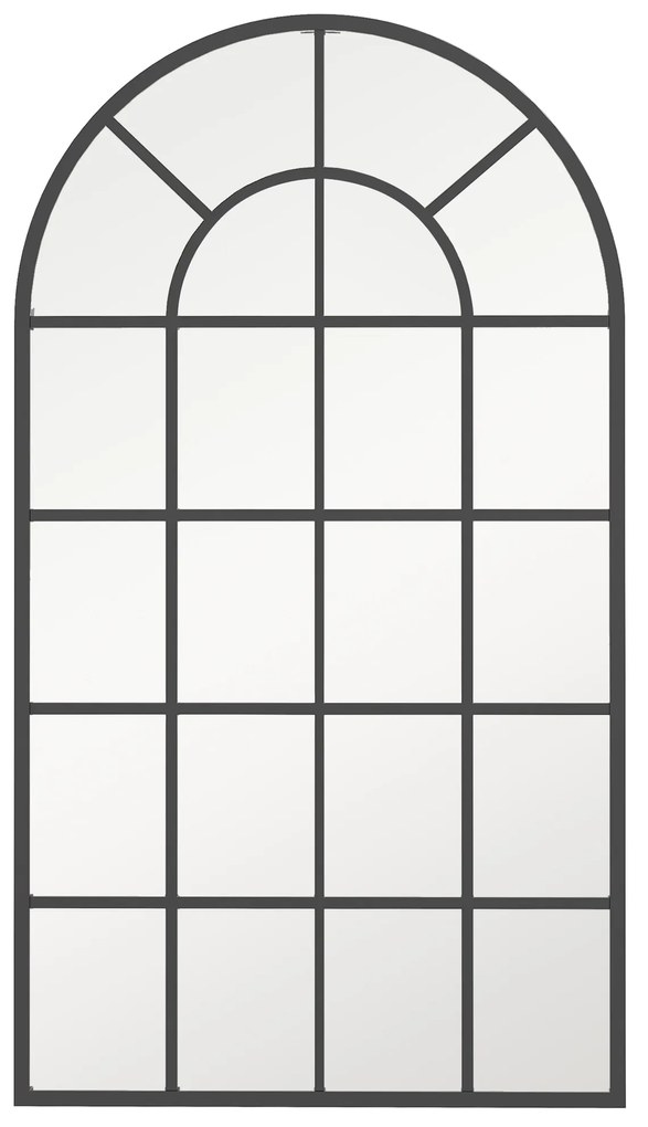 Oglindă arcuită pentru casă și birou cu suport de perete din sticlă groasă și metal, 62x2,5x110 cm, de culoare negru HOMCOM | Aosom Romania