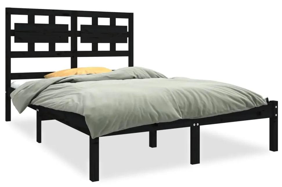 3105639 vidaXL Cadru de pat mic dublu, negru, 120x190 cm, lemn masiv