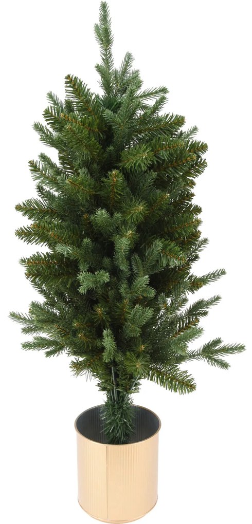 Brad artificial în ghiveci auriu, 90 cm