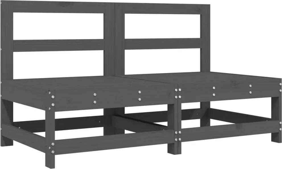 vidaXL Canapele de mijloc pentru grădină, 2 buc., gri, lemn masiv pin