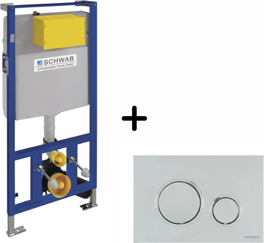 Set rezervor incastrat Schwab cu clapeta de actionare crom lucios, Schwab Vela