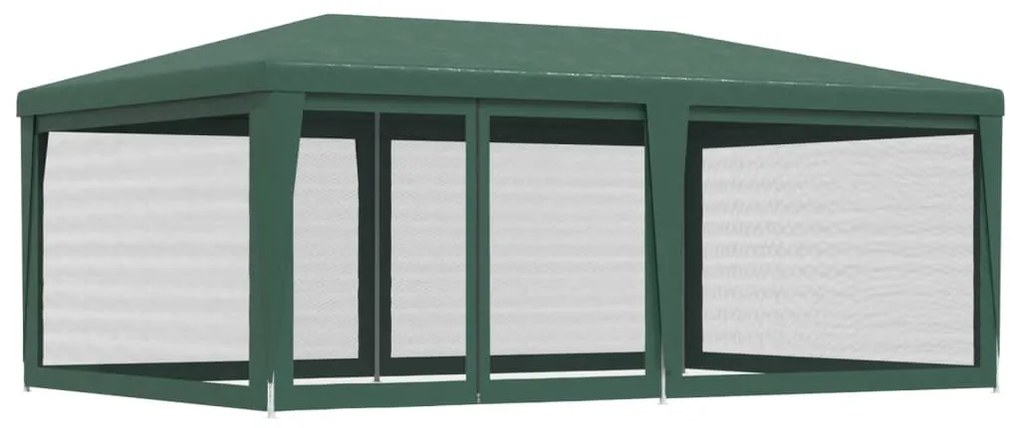 Cort de petrecere cu 6 pereti din plasa, verde, 6x4 m, HDPE Verde, 6 x 4 m