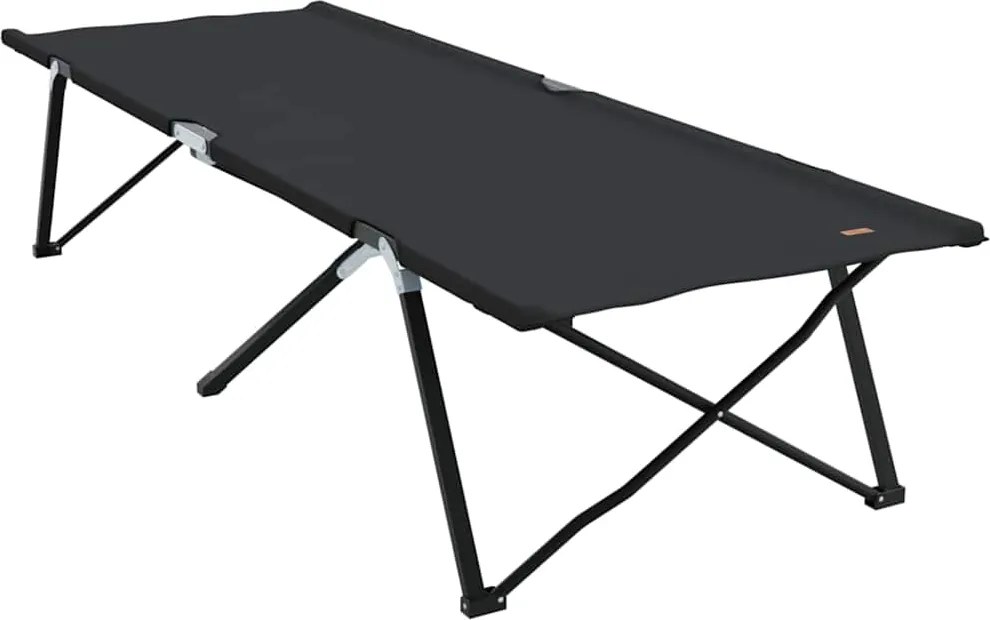 vidaXL Pat pliabil pentru camping Manual Negru 206 x 76 x 74 cm
