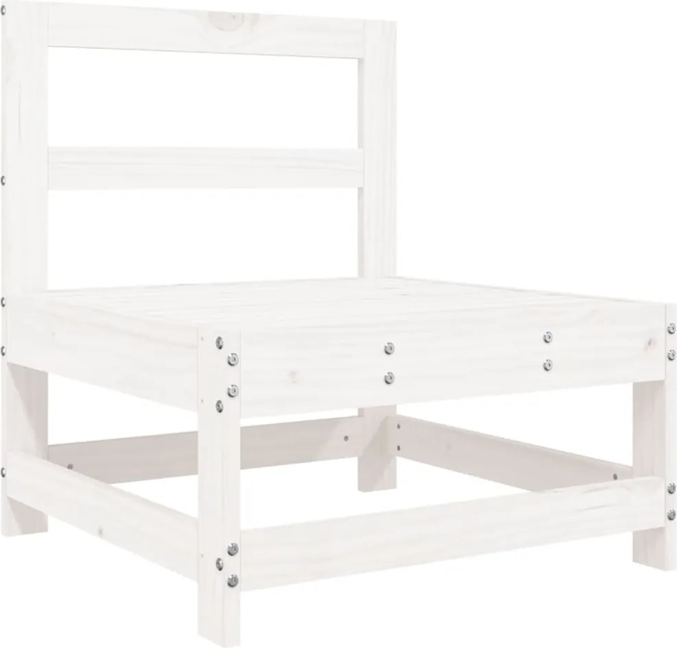 vidaXL Canapea de mijloc pentru grădină, alb, lemn masiv de pin