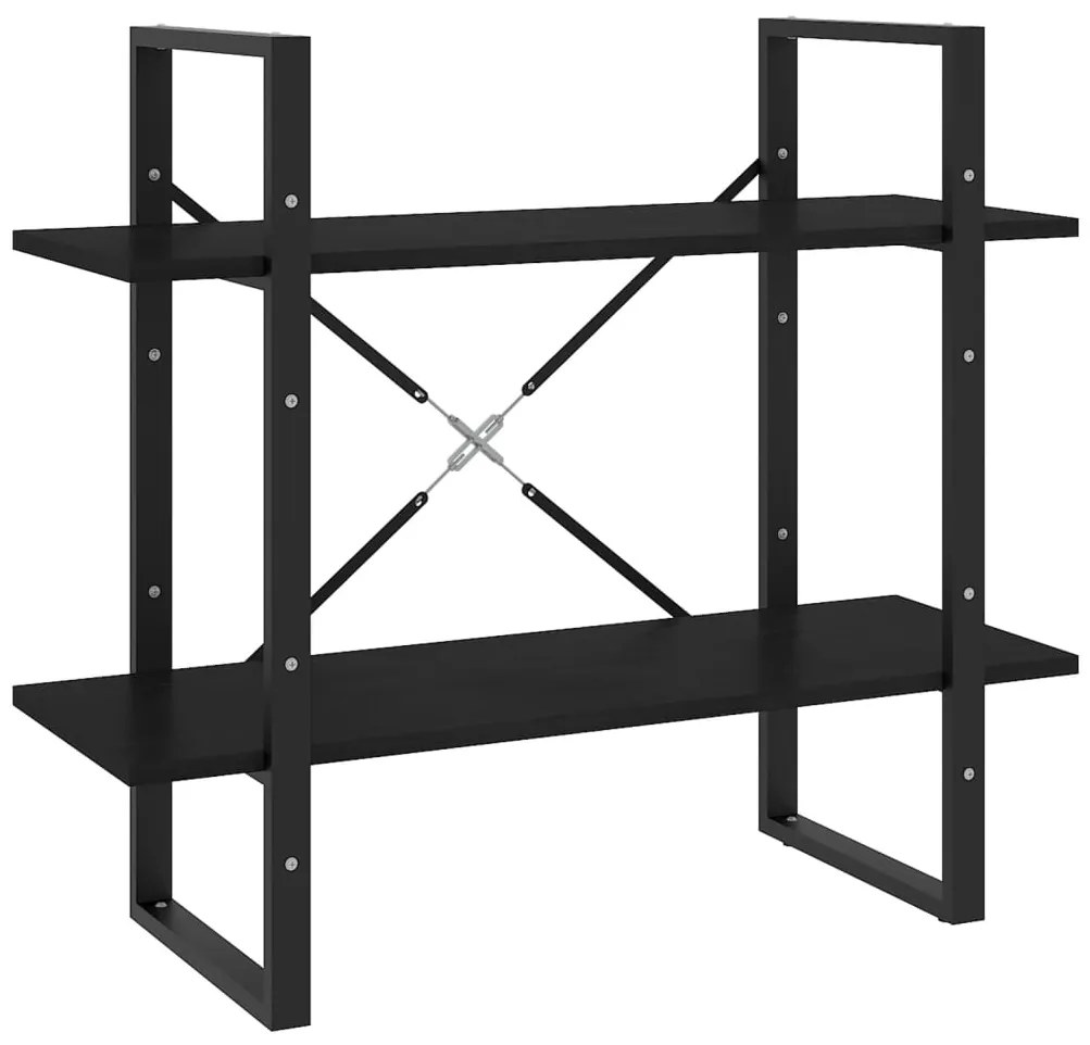 806456 vidaXL Bibliotecă cu 2 rafturi, negru, 80x30x70 cm, lemn masiv de pin