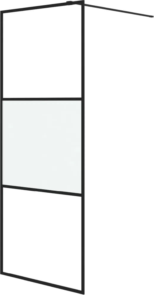 vidaXL Perete cabină duș walk-in negru 80x195 cm sticlă ESG semi-mată