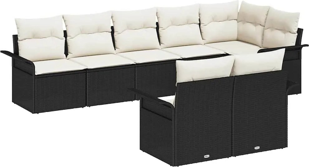 vidaXL Set de canapele pentru grădină 8 pcs Negru poliratan