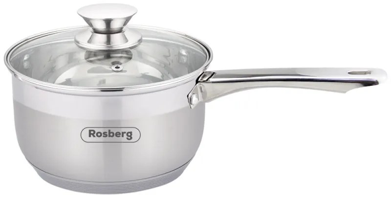 Cratita Rosberg R51210H16K, 16 cm, 1,9 l, Capac din sticla, Otel inoxidabil, Inox