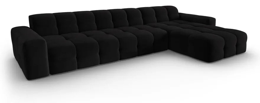 Colțar negru cu tapițerie din catifea (pe partea dreaptă) Kendal – Micadoni Home