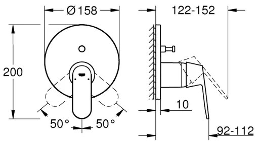 GROHE 24045000 - Baterie EUROSMART cu comutator 2 căi, crom lucios