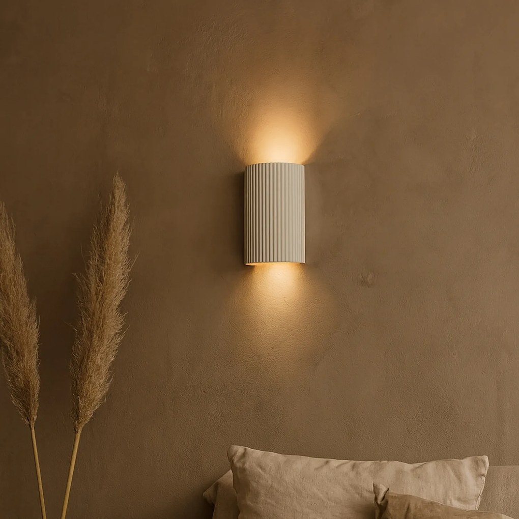 Lampă de perete scandinavă bej, semicerc, cu 2 lumini - Plaster