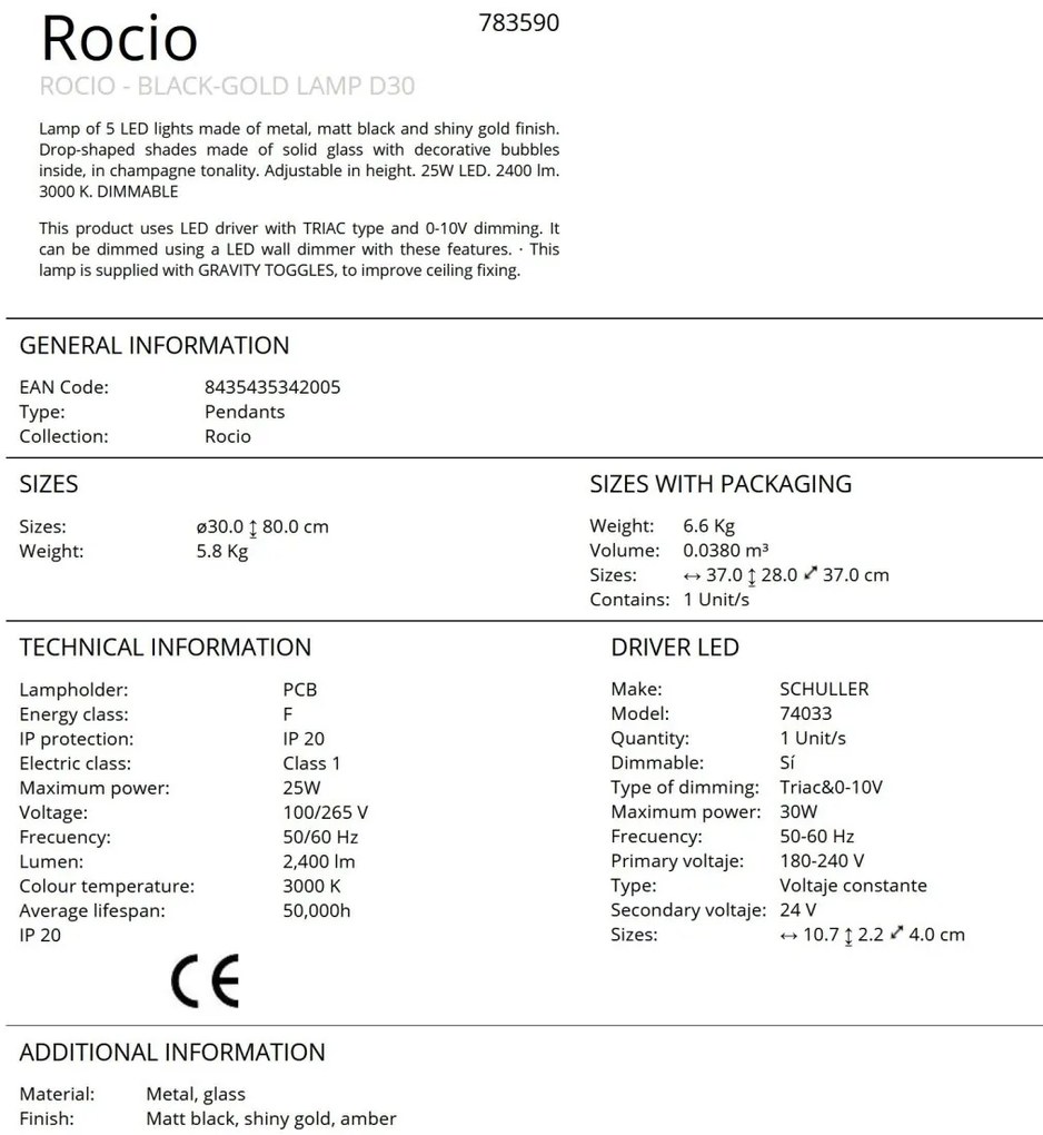Lustra LED suspendata design modern Rocio negru/auriu