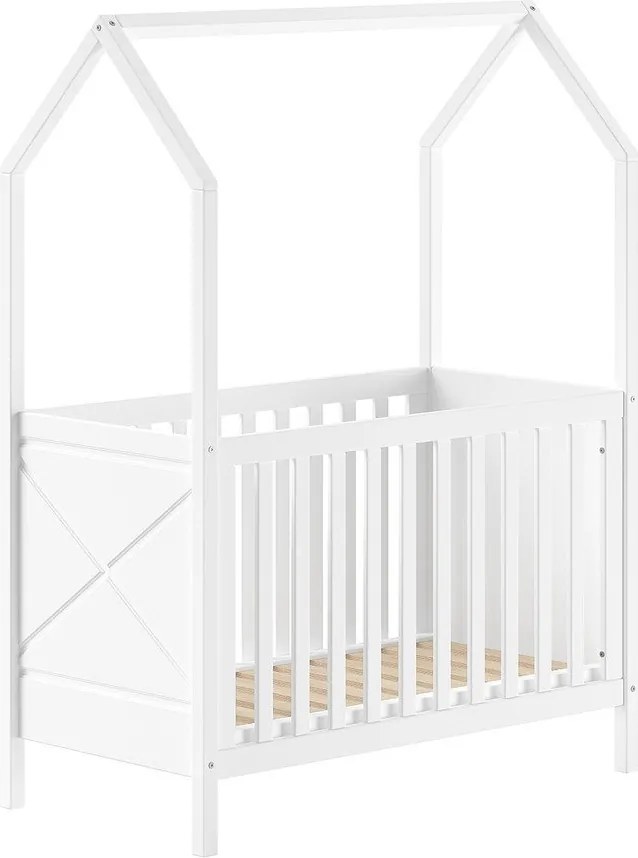 Pătuț alb din lemn de pin cu înălțime reglabilă 60x120 cm Scott – Vipack