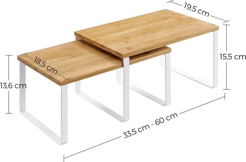 Set de organizatoare din bambus CEZAR, 2 piese, maro/albă SongmicsHome