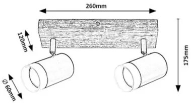 Plafoniera lemn stil nordic cu 2 spoturi Toras