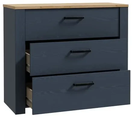 Comoda Boho Stejar Riviera Si Stejar Bleumarin, 101.6 Cm